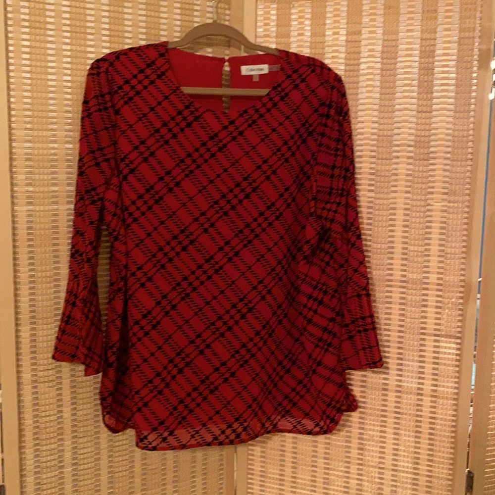 Festive Black and Red Calvin Klein Blouse